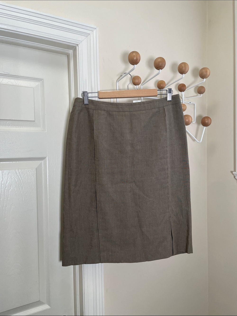 Max Mara - Linen Cotton Blend Old Money Mini Skirt - Brown / Grey - 12